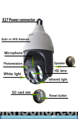 V380 Bulb WIFI E27 PTZ HD Infrared Night Vision cc Camera